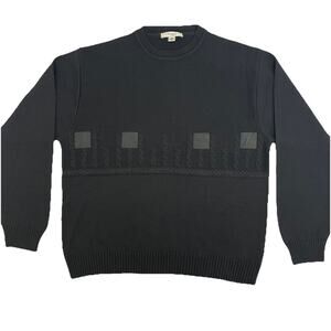 Turnbury Wool Acrylic Black Mens Sweater Size 44 Made in Italy Casual Business
